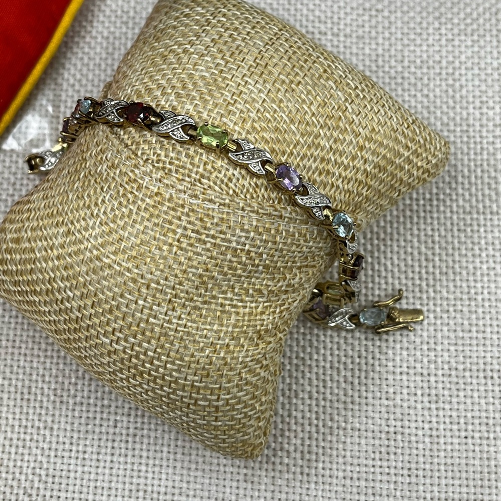 Vintage JJT Sterling Silver Multi-Gemstone Bracelet – 7.25” - Picture 6 of 13